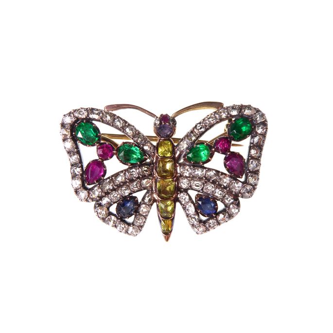Antique diamond and gem set butterfly brooch | MasterArt